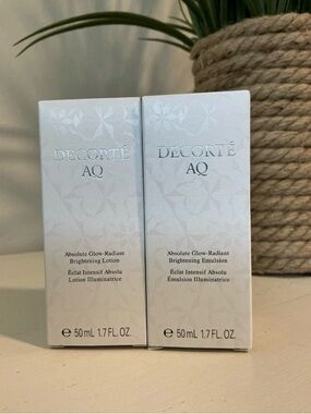 DECORTE AQ Absolute Glow-Radiant Brightening Emulsion & Lotion - 1.7 Oz Ea - NIB